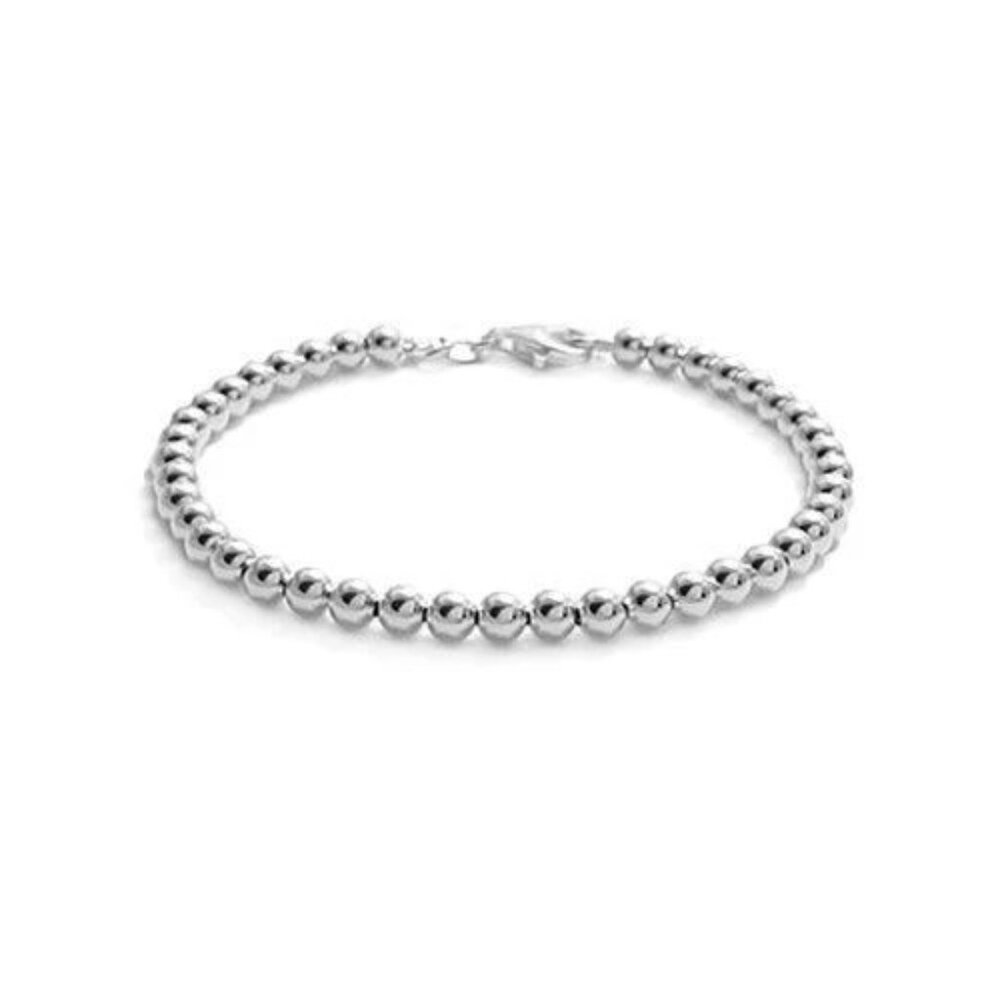 STYLISH STERLING SILVER 8" BEAD BRACELET. AVAILABLE IN 3 WIDTHS.